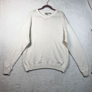 Vintage Field Gear Mens XXL White Cotton Crewneck Sweater Made Hong Kong